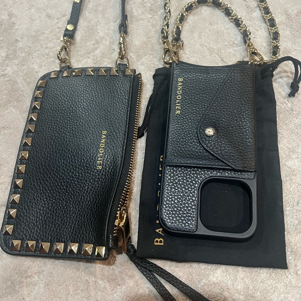 Bandolier Hailey Crossbody iPhone 13 Pro Phone Case Strap | Black Gold